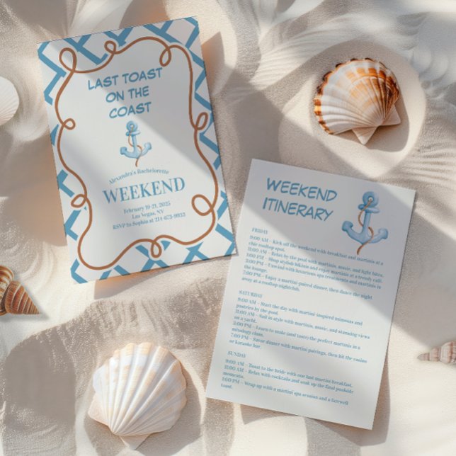 Nautical Anchor Bow Mönster Bachelorette Helg Inbjudningar (Skapare uppladdad)