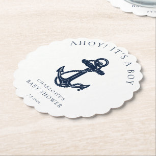 Nautical Anchor Boy Baby Shower Modern Anpassnings Underlägg Papper