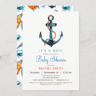 Nautical Anchor Boy Shower-inbjudan Inbjudningar