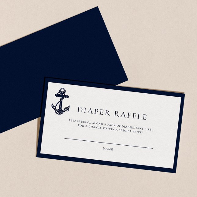 Nautical Anchor Boy Shower Raffle Tilläggskort (Nautical Anchor Coastal Baby Shower Diaper Raffle Enclosure Card)