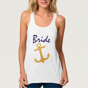 Nautical Anchor Bride Bröllop Linne Med Racerback