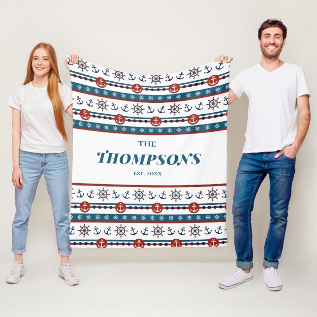 Nautical Anchor Bröllop-årsdag Gift Idea Fleecefilt (På plats)