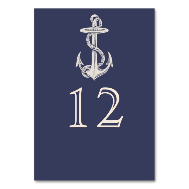 Nautical Anchor Bröllop Bordsnummer Card (Framsidan)