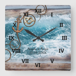 Nautical Anchor Bröllop Clock Fyrkantig Klocka