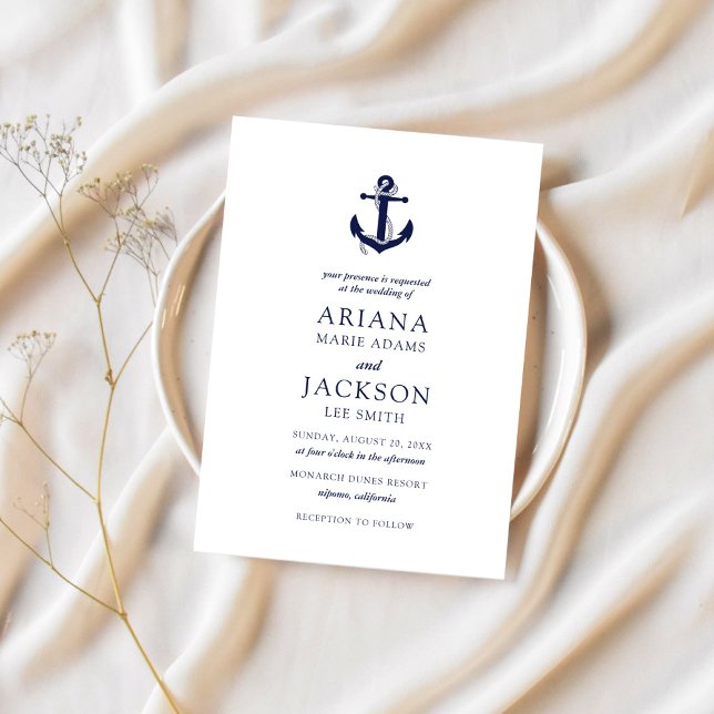 Nautical Anchor Bröllop Inbjudningar (Skapare uppladdad)