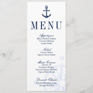 Nautical Anchor Bröllop Menu Meny
