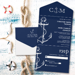Nautical Anchor Bröllop Navy Blue