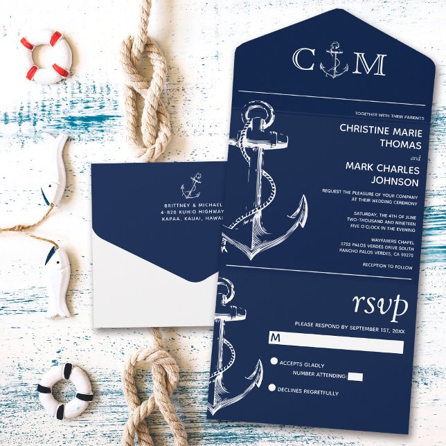 Nautical Anchor Bröllop Navy Blue (Skapare uppladdad)