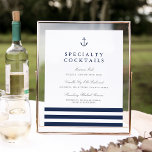 Nautical Anchor Bröllop Pub Sign Poster<br><div class="desc">Designat för att matcha vår Nautisk Mix bröllop-samling är elegantens kustskylt stil perfekt för att placera dig vid pub för att  dina specialitetscocktailskapelser med gäster. Anpassa huvud och sex fält,  med en trio marinblått rand och ett ankare överst.</div>