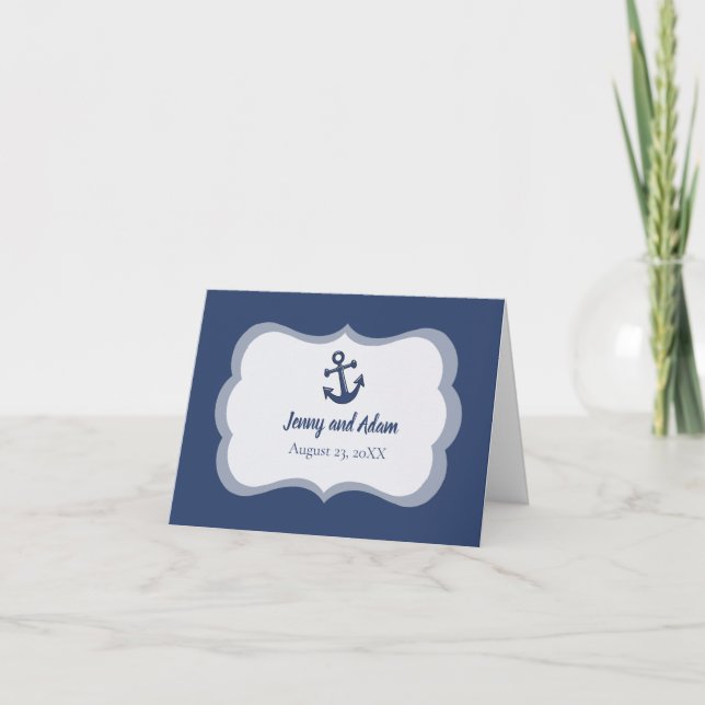 Nautical Anchor Bröllop  Tack Kort (Framsida)