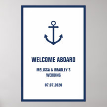 Nautical Anchor Bröllop Welcome Aboard Sign 32x48