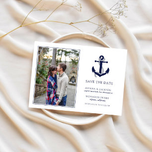 Nautical Anchor Bröllops RSVP Spara Datumet