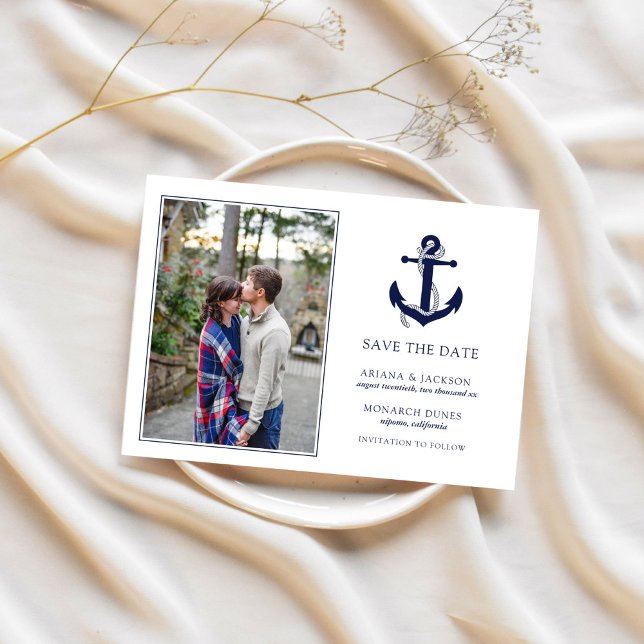 Nautical Anchor Bröllops RSVP Spara Datumet (Skapare uppladdad)