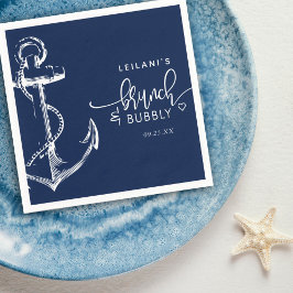 Nautical Anchor Brunch Bubly Navy Blue Pappersservett