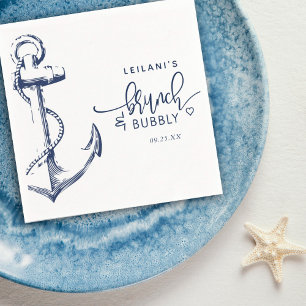 Nautical Anchor Brunch Bubly White Pappersservett
