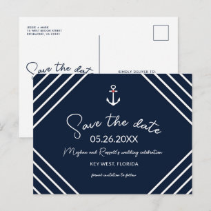 Nautical Anchor Budget Strandbröllop Spara datum Meddelande Vykort