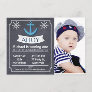 Nautical Anchor Chalkboard Birthday-inbjudan Inbjudningar
