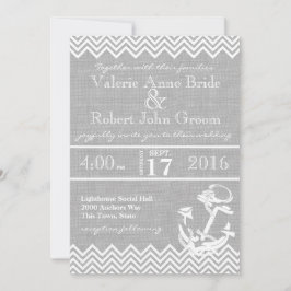 Nautical Anchor Chevron Beach Wedding Inbjudningar