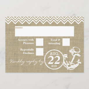 Nautical Anchor Chevron Bröllop RSVP Inbjudningar