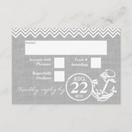 Nautical Anchor Chevron Bröllops RSVP OSA Kort