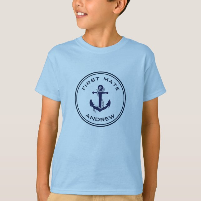 Nautical Anchor - Child's Namn T-Shirt - First Mat (Framsida)