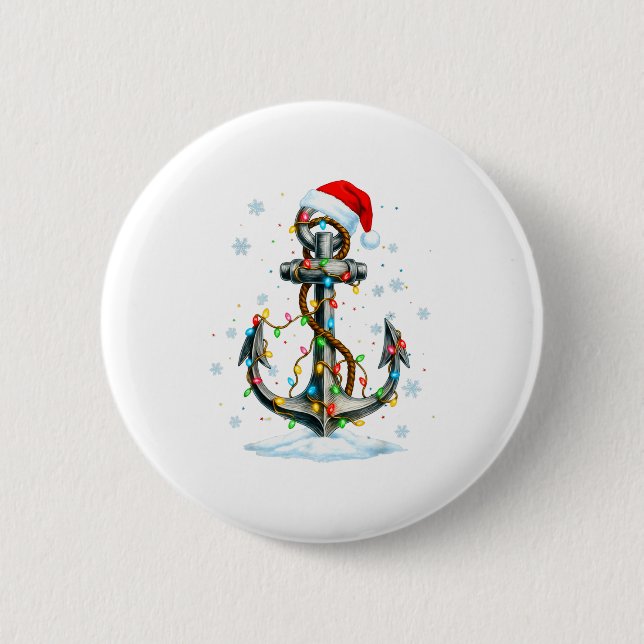 Nautical Anchor Christmas Lights Boating Sailor  Knapp (Framsida)