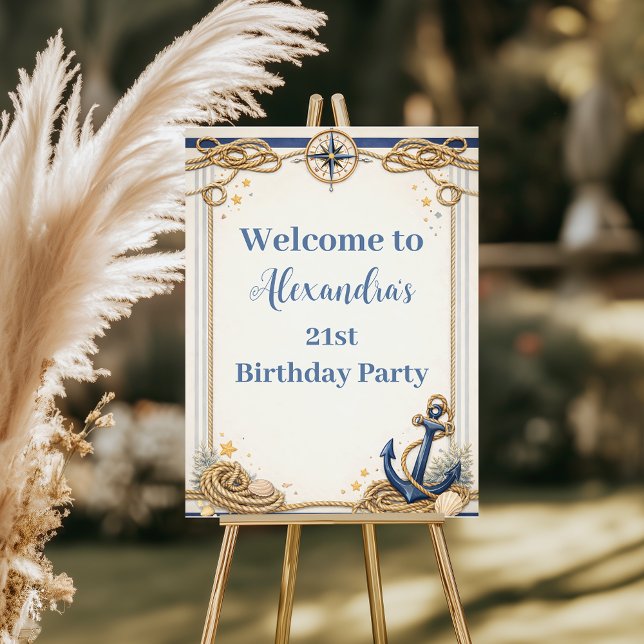 Nautical Anchor Compass Birthday Inbjudningar (Skapare uppladdad)