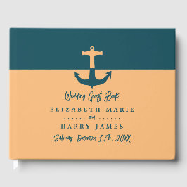 Nautical Anchor - Coral Blue - Beach Wedding Gästböcker