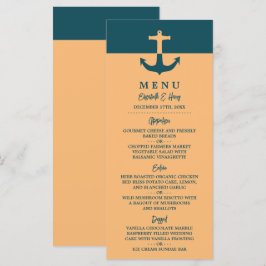 Nautical Anchor - Coral Blue - Beach Wedding Meny