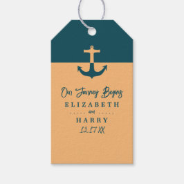 Nautical Anchor - Coral Blue - Beach Wedding Presentetikett