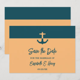 Nautical Anchor - Coral Blue - Beach Wedding Spara Datumet