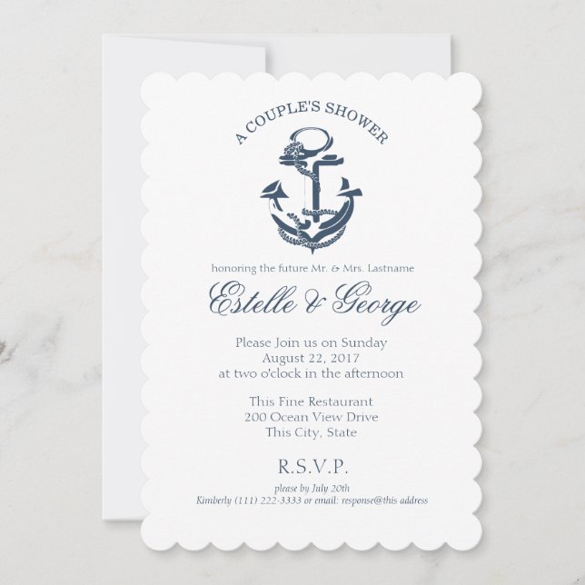 Nautical Anchor Couple Shower Inbjudningar (Framsida)
