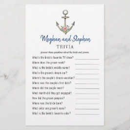 Nautical Anchor Couples Shower Trivia-spel