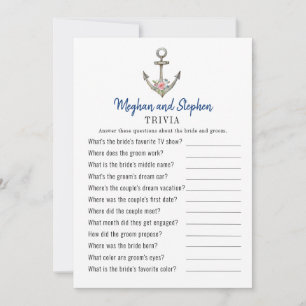 Nautical Anchor Couples Shower Trivia-spel Inbjudningar