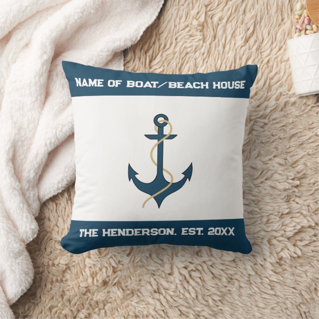 Nautical Anchor Custom Throw Pillow Kudde (Filt)