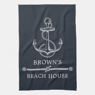 Nautical Anchor Family Namn Beach eller Sjö House Kökshandduk