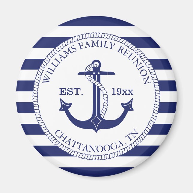 Nautical Anchor Family Reunion Monogram Magnet (Framsidan)
