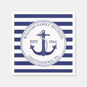 Nautical Anchor Family Reunion Monogram Pappersservett