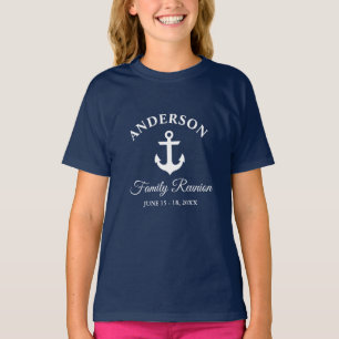 Nautical Anchor Family Reunion Navy Blue Girls T Shirt
