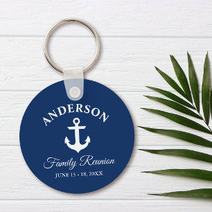 Nautical Anchor Family Reunion Navy Blue Nyckelring