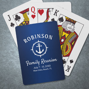 Nautical Anchor Family Reunion Navy Blue & White Casinokort