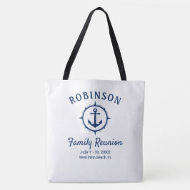 Nautical Anchor Family Reunion Navy Blue & White Tygkasse