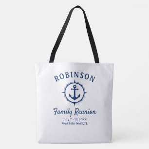 Nautical Anchor Family Reunion Navy Blue & White Tygkasse