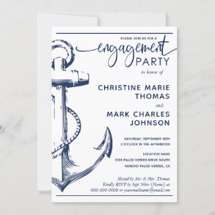 Nautical Anchor Förlovningsfest Bröllop Inbjudningar