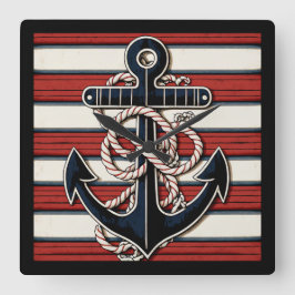 Nautical Anchor Fyrkantig Klocka