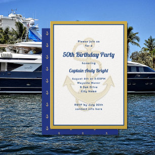 Nautical Anchor Hans Birthday-inbjudningar till An Inbjudningar