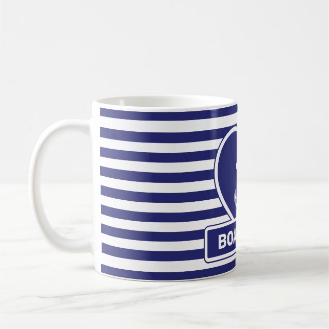 Nautical Anchor Heart Design Blue White Rand Kaffemugg (Vänster)