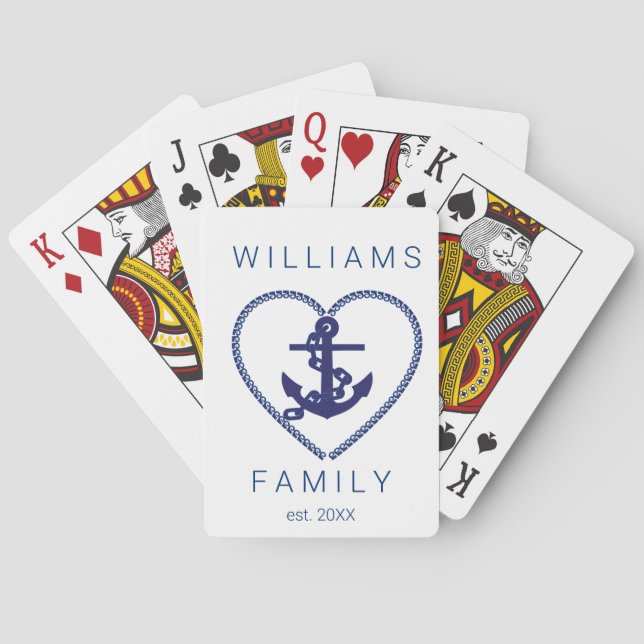 Nautical Anchor Heart Theme Family Reunion Poker B Casinokort (Baksidan)