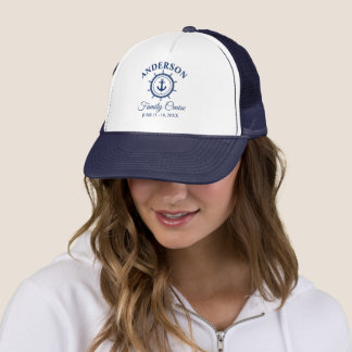 Nautical Anchor Helm Family Cruise Navy Blue Keps