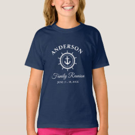 Nautical Anchor Helm Family Reunion Blue Kids T Shirt